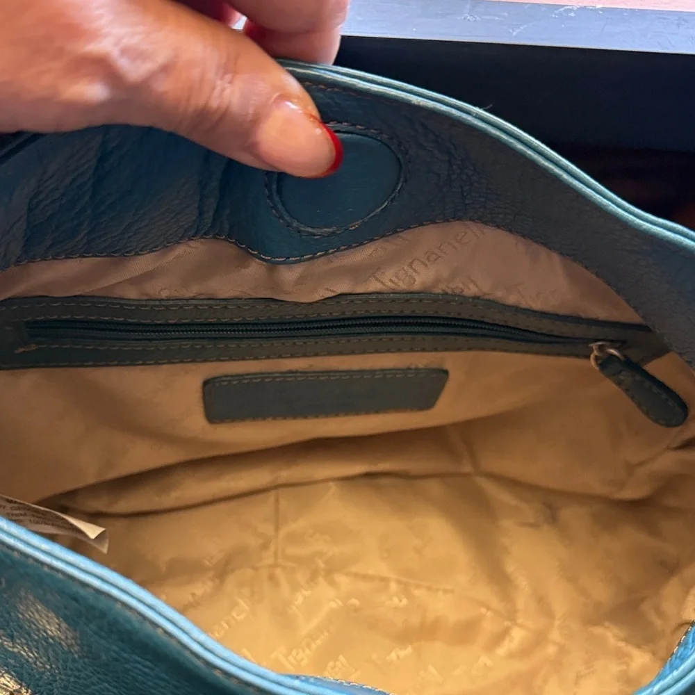 Tignanello Teal Leather Shoulder Bag